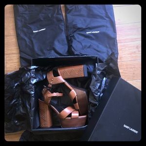 Saint Laurent Farrah Leather Platform Sandal